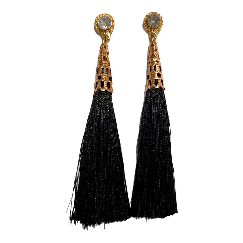 Vintage Inspired Black Tassel Earrings